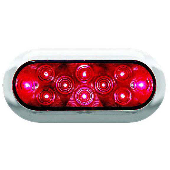 Anderson LED Oval Stop Turn & Tail Light Red With Chrome Bezel