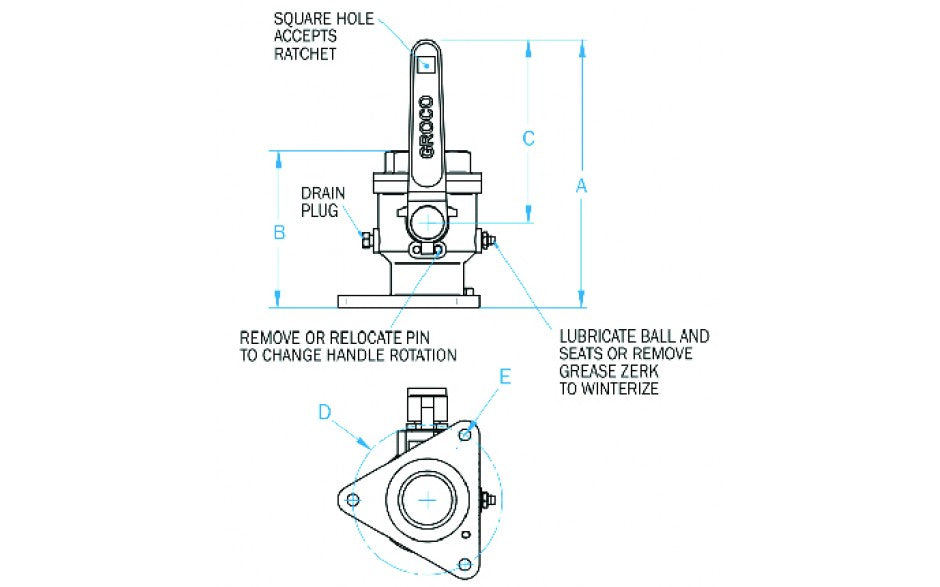 2" Bronze Flanged Seacock Ball Valve, BV-2000