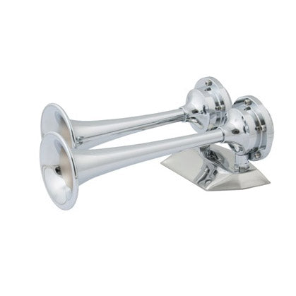 Chrome Dual Trumpet Mini Air Horn, 12V