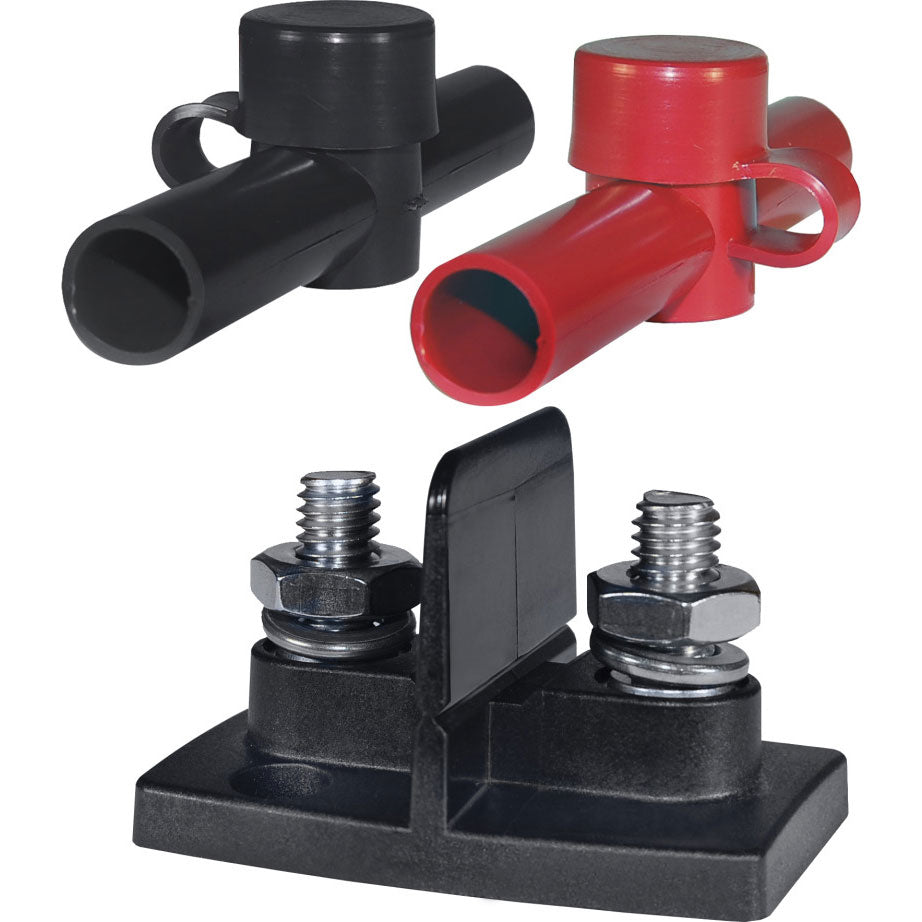 Dual PowerPost Cable Connectors, 5/16" & 3/8" Studs, with Insulators