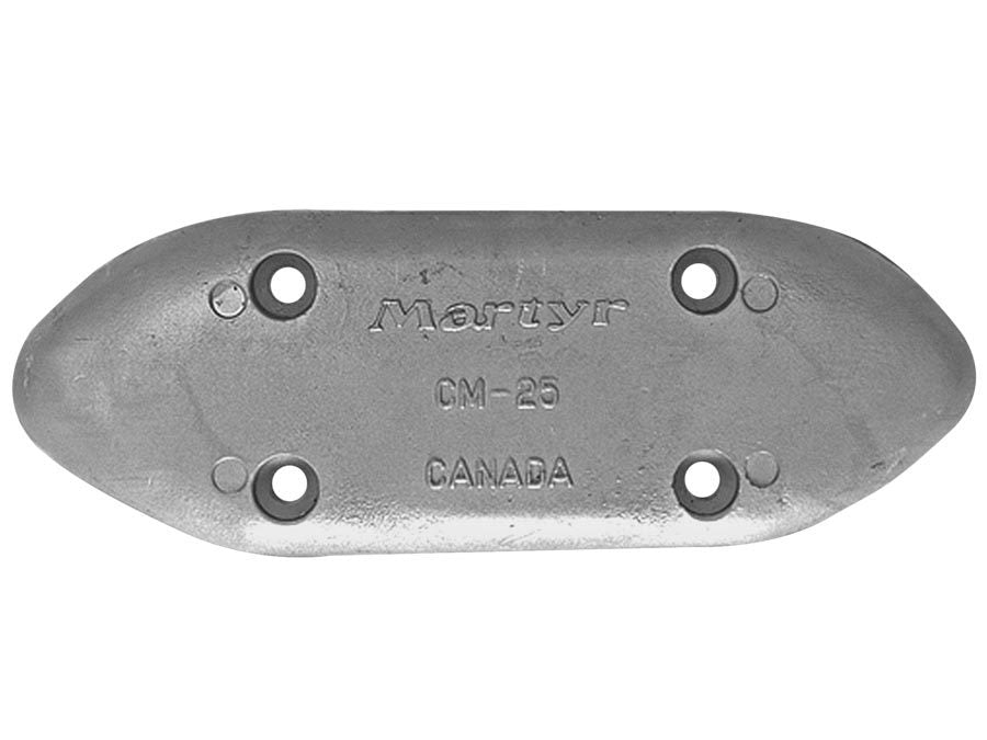 9.1" L x 3.25" W x 0.72" H Zinc Oval Hull Plate Anode, CMM25