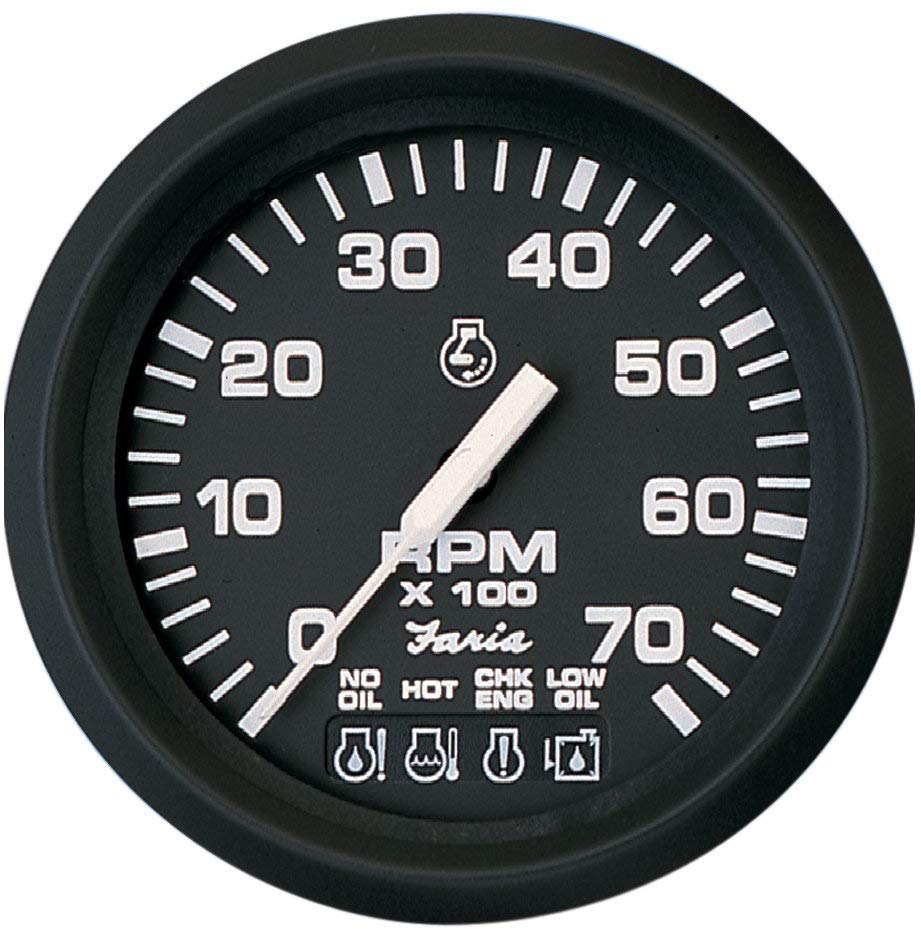 Euro Series, 4" Tachometer with System Check, 7,000 rpm, OMC Systems