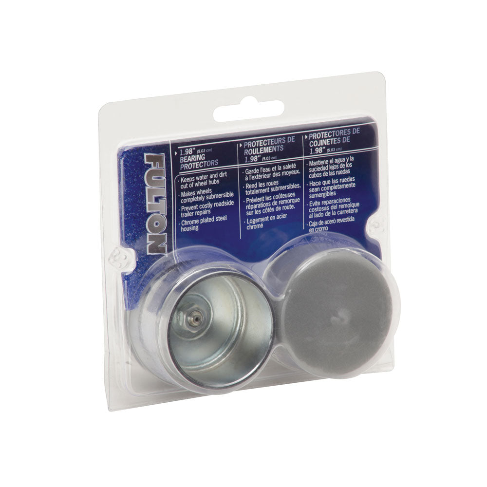 Chrome Trailer Wheel Bearing Protector, 1.980 " Diameter w/ Dust Cover, BPC1980604