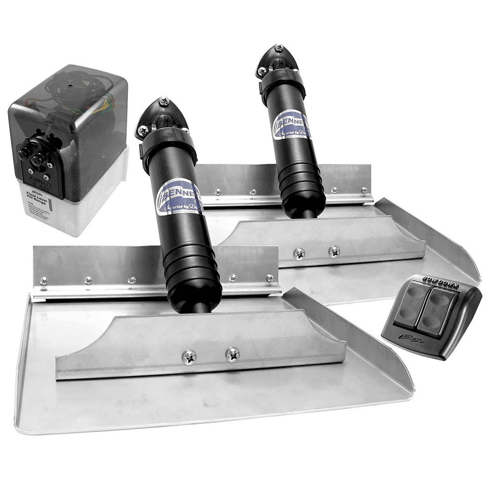 Bennett Marine Hydraulic Trim Tab Set with Euro-Style Control, 12" x 12" Tabs