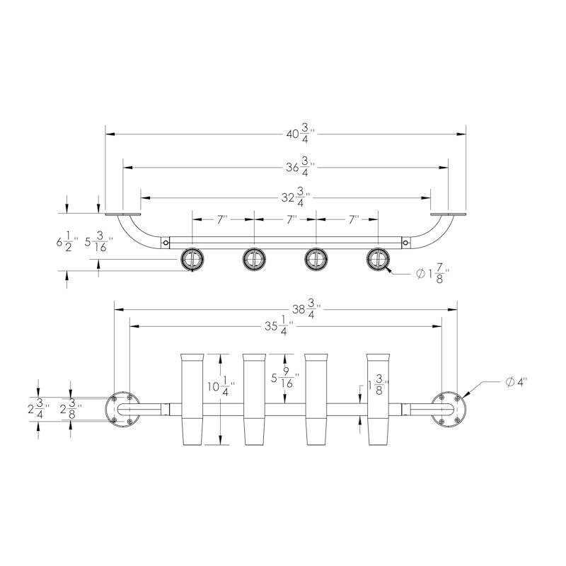 4 Rod Transom Mount Rod Rack