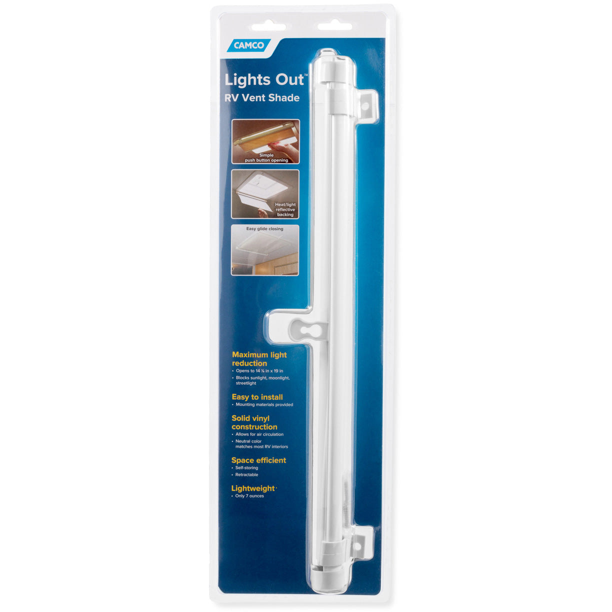 Camco Lights Out Vent Shade Retractable - Cream (Eng/Fr)