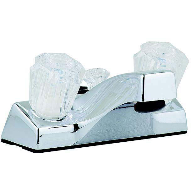 Utopia Lavatory Shower Faucet, Chrome w/Clear Handles