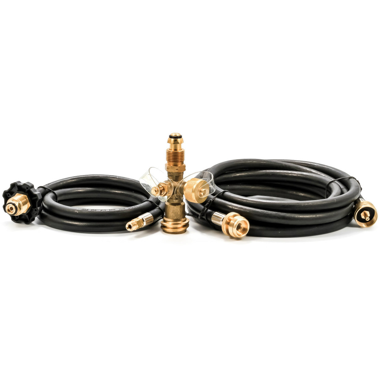 Camco Brass Tee with 4 Ports with 5' and 12' Extension Hoses