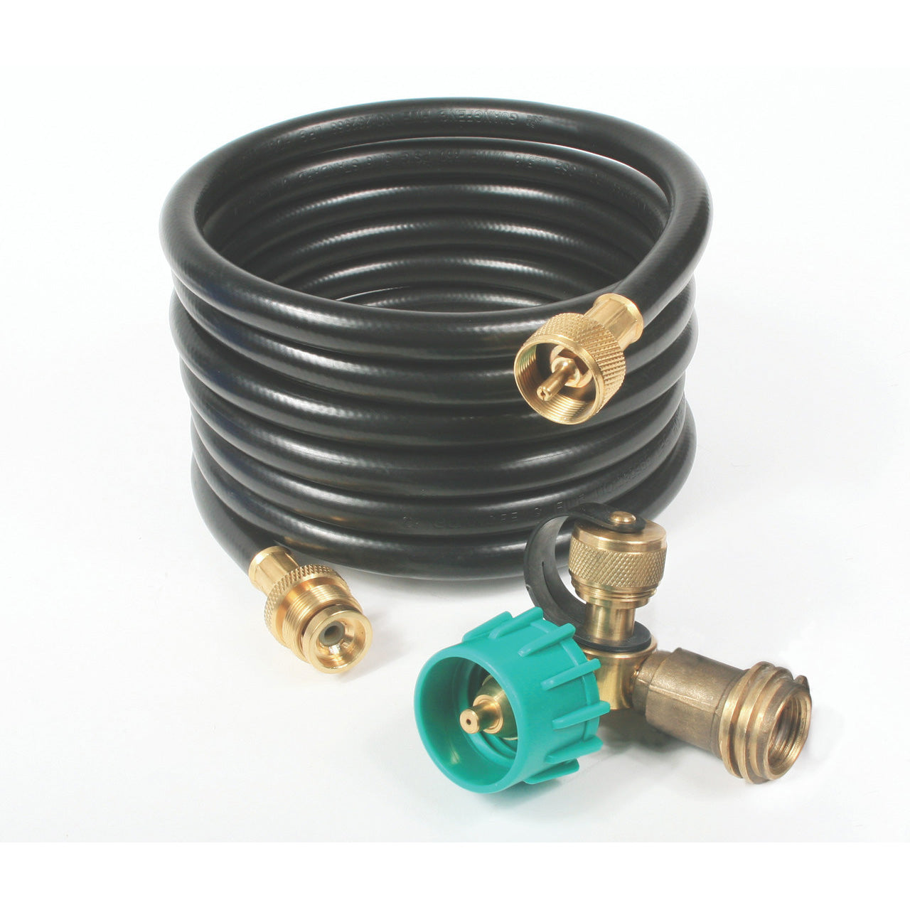 Camco Brass 90 Tee with 3 Ports and 12' Extension Hose
