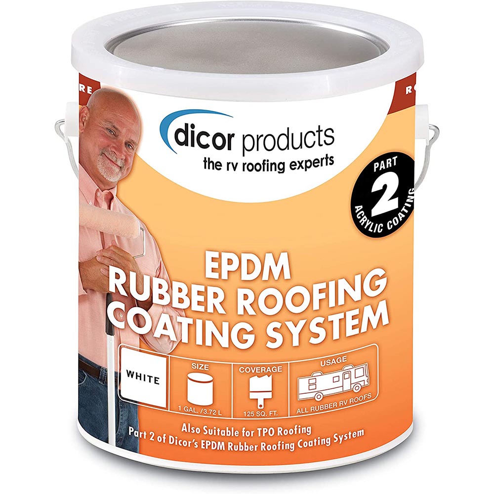 Rubber Roof Coating System, EPDM Roof, Acrylic Coating, 1 Gallon