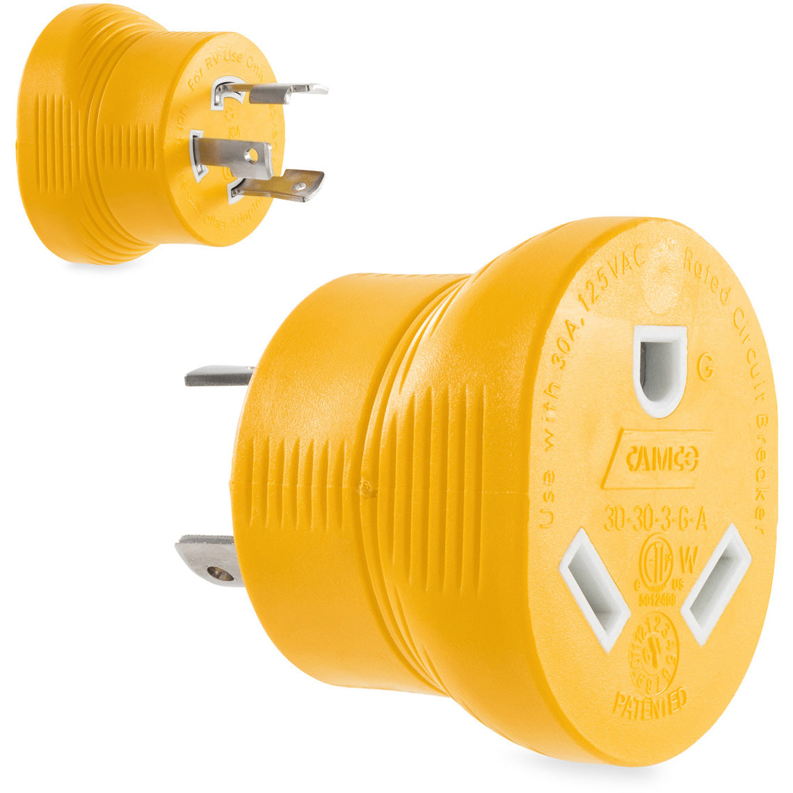 Camco Generator Adapter 3-Prong, 30 Amp Male Locking to 30 Amp Female