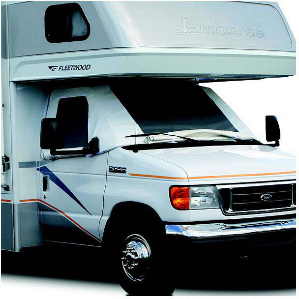 ADCO 2510 Class C Deluxe Windshield Cover With Roll-Up Windows For RV, White