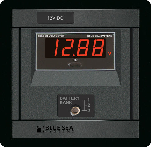 Blue Sea Systems, 360 Panel, DC 7-60V Digital Meter 3 Bank