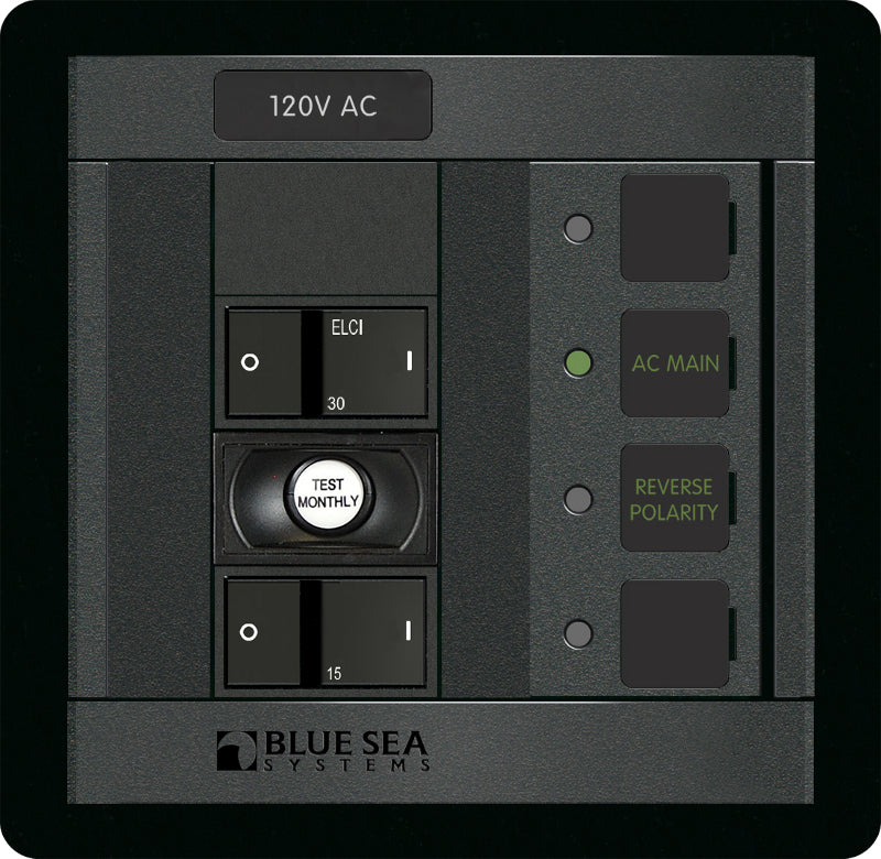 Blue Sea Systems, 360 Panel, ELCI Main, 30A Double Pole, 1 Position