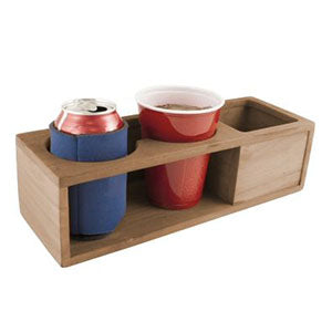 Teak Two Insulated Drink/Binocular Rack with Tray