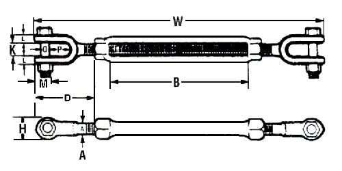 Jaw & Jaw Turnbuckle, 1/2"