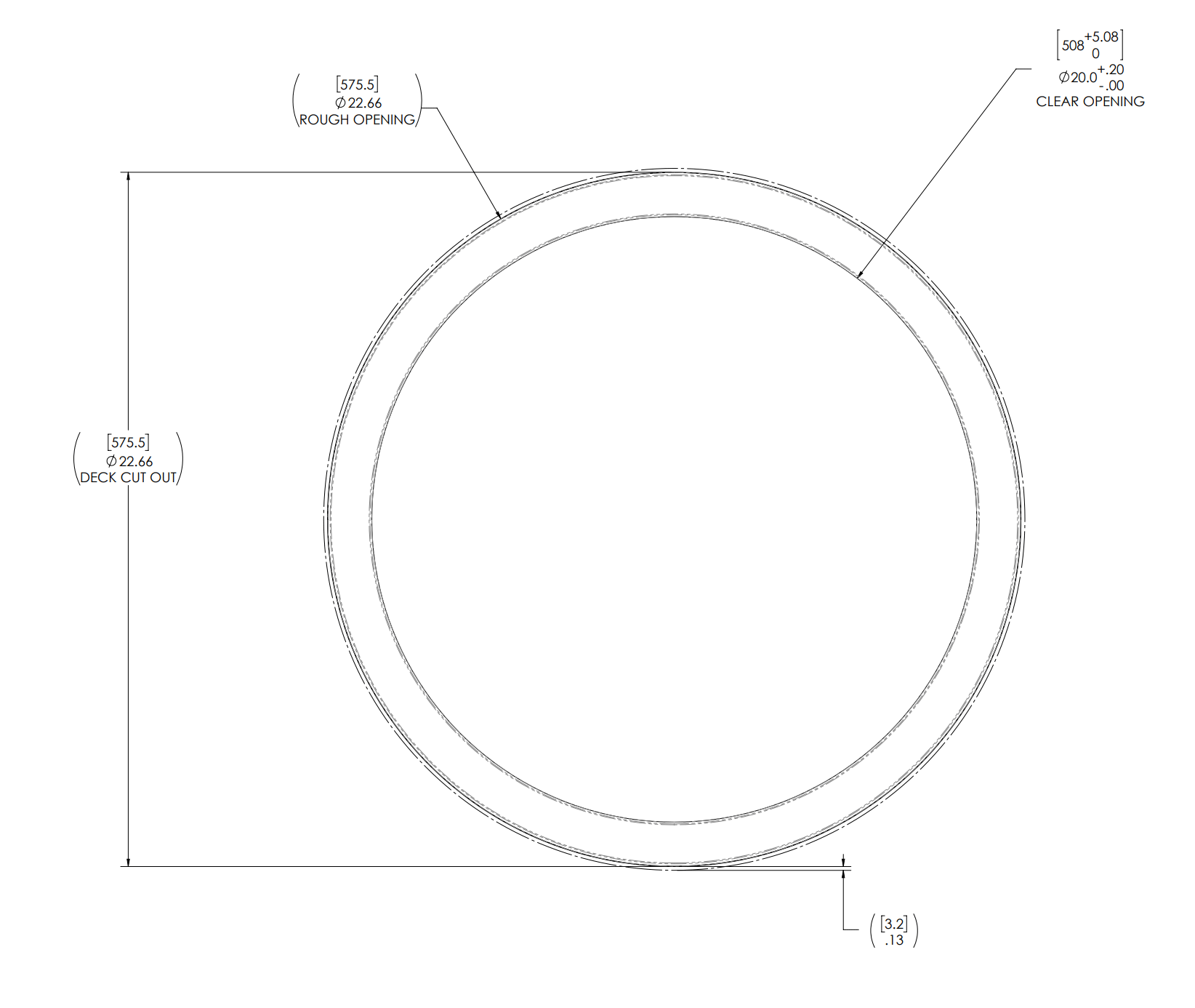 Freeman Marine Model 2400, Steel Ring Only for 20" Hatch