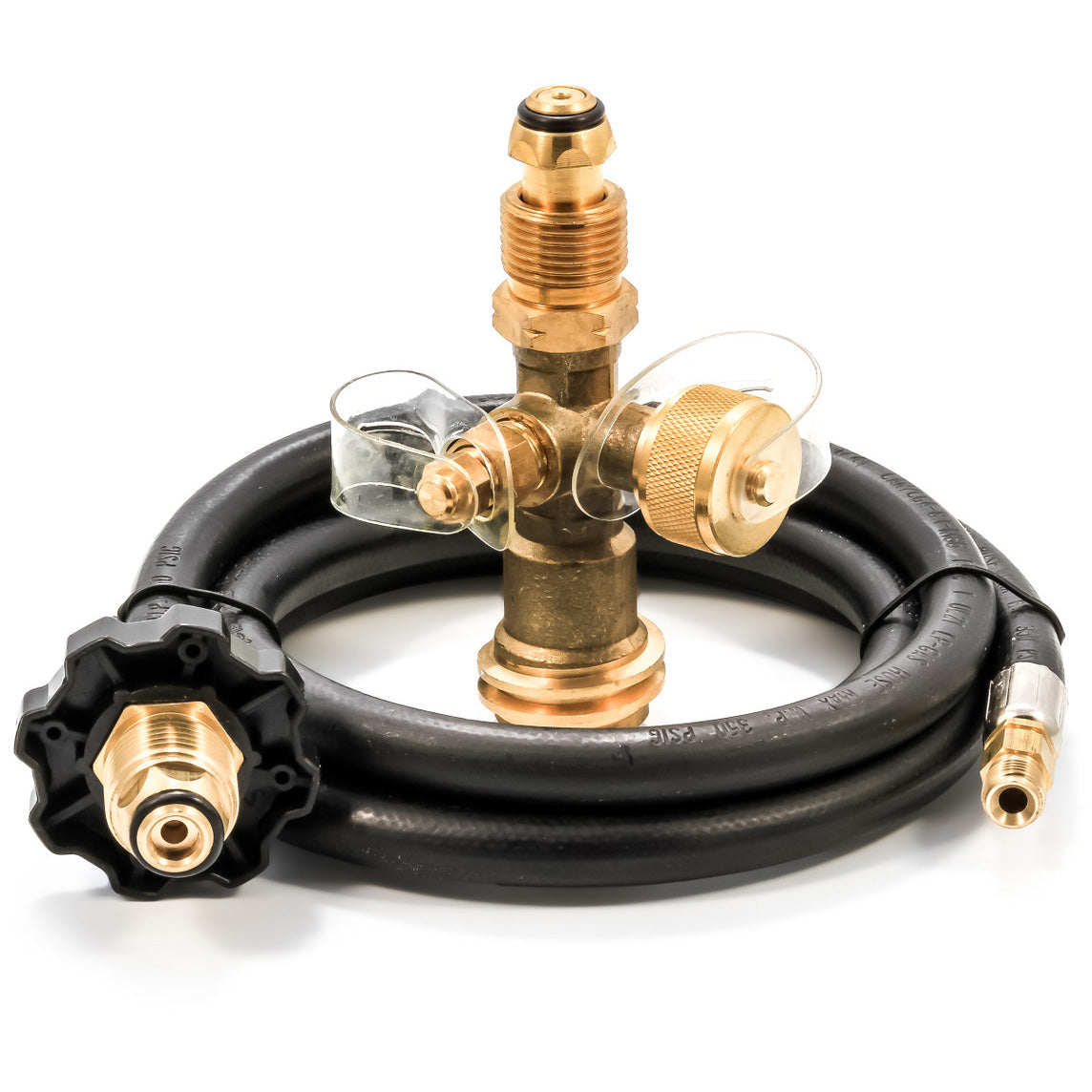 Camco Brass Tee with 4 Ports and 5' Hose