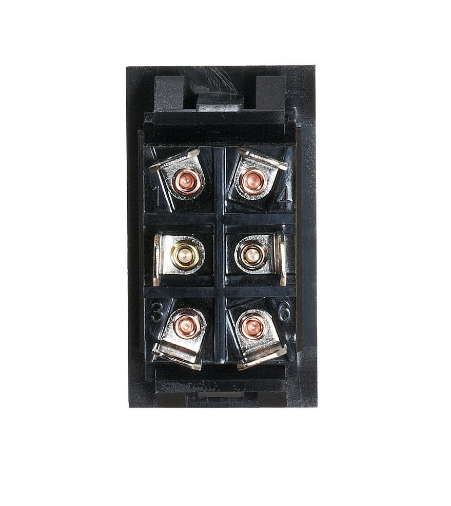 Black Rocker Switch-20 A, 6 Terminal, Momentary On/Off/Momentary On. Cut-Out 1.46" x 0.83" - DPDT