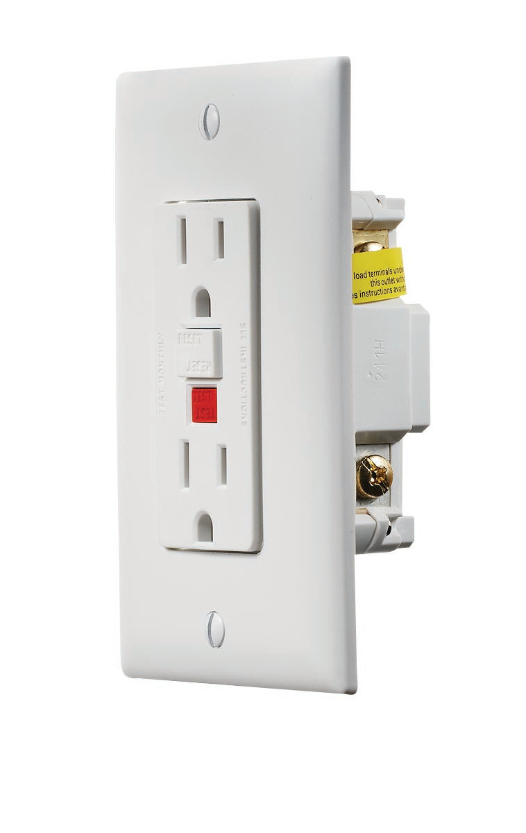 White Dual GFCI Outlet w/Cover-Plate