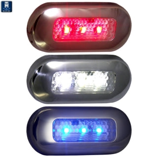 T-H Marine, LED Oblong Couresty, Stainless Steel Bezel, Red