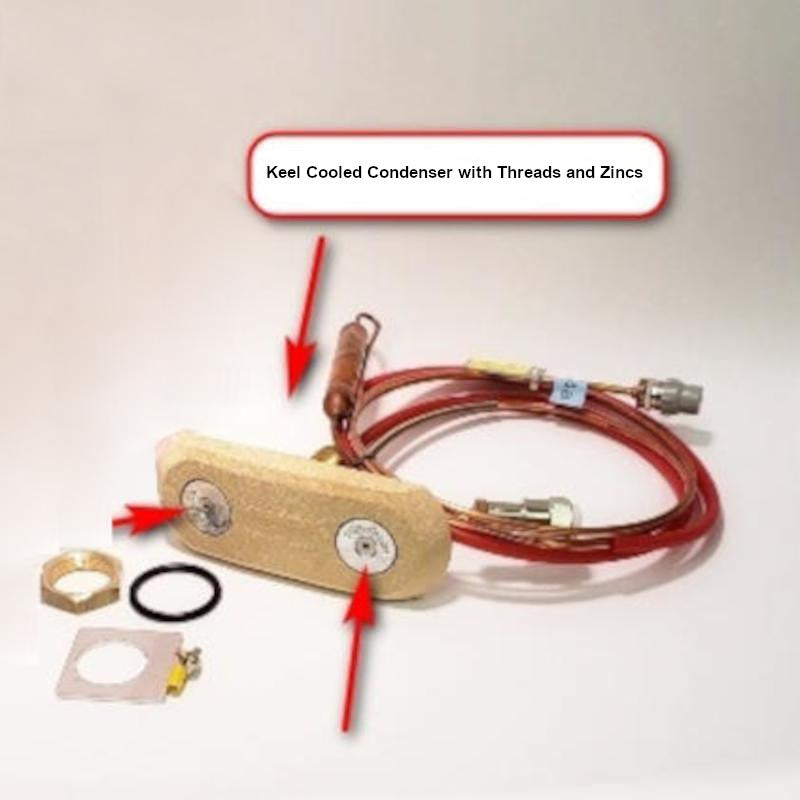 Frigoboat, Keel Cooled Condenser TZ, with Threads and Zincs, Extended Length Threads