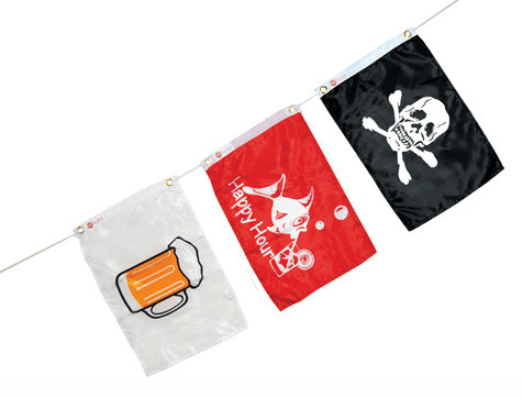 Taylor Made, Flag Party 3 Pack, 12" x 18", One Each Jolly Roger, Happy Hour, Beer