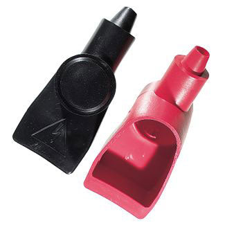 Black and Red Wing Nut Style Battery Terminal Boots, #4 - #2 AWG, Pair