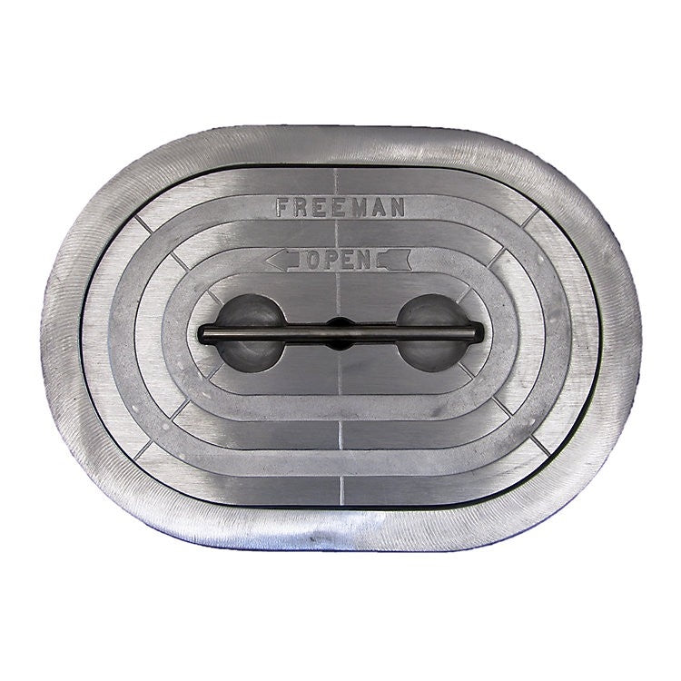 Freeman Oval Hatch, 15" x 24", Aluminum Cover & Ring, Knife Edge