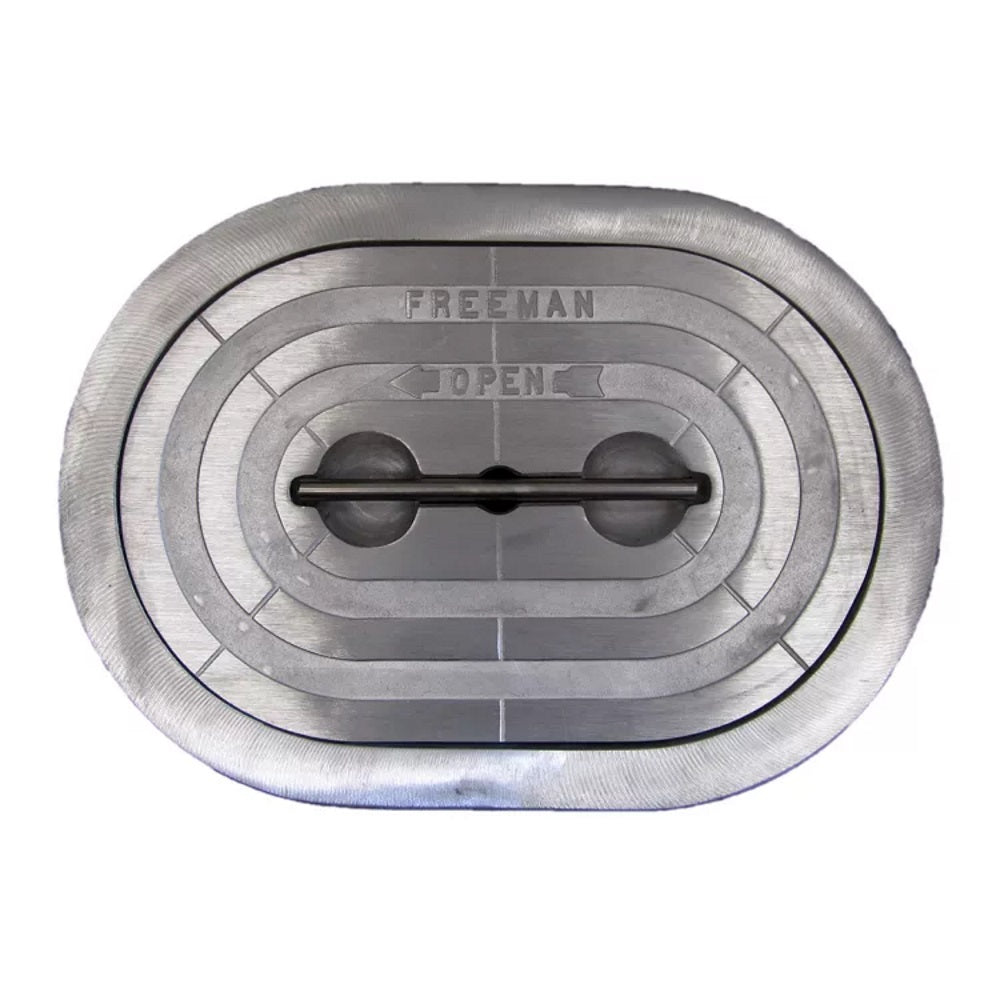 Freeman 19" x 26" Oval Cast Aluminum Hatch with Aluminum Deck Ring