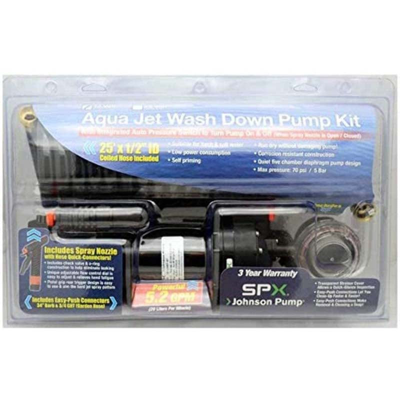 Johnson Aqua Jet Pump Kit, 5.2 gpm 12 volt WITHOUT Bulkhead Fitting & Panel Switch