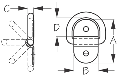 Sea-Dog 090145-1 Folding Pad Eye, Stainless, 2"