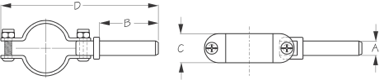 Sea-Dog Clamp-On Oarlock, Zinc Plated, 1/2" socket shaft, sold as pair