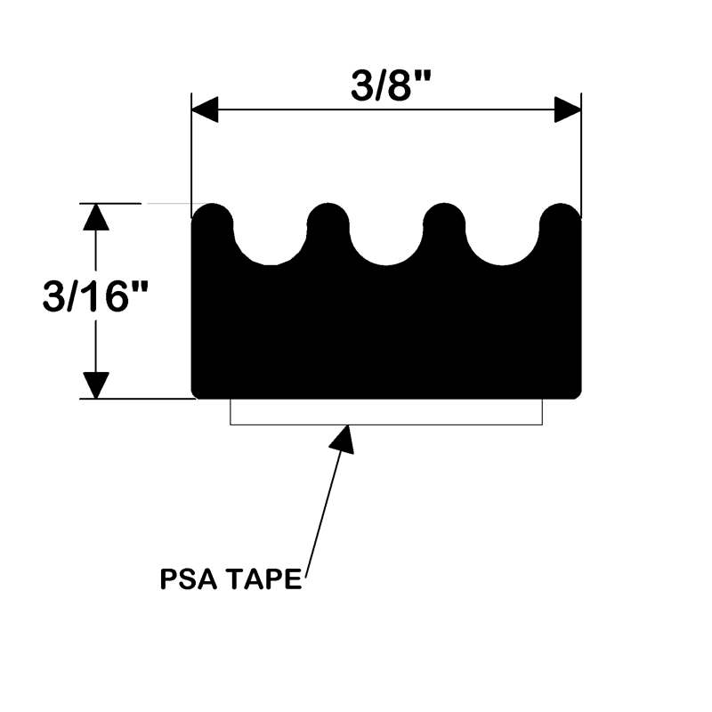 Taco Metals V30-0113B10-1 Weather Seal 3/8" W X 1/8" H X 10 Ft L