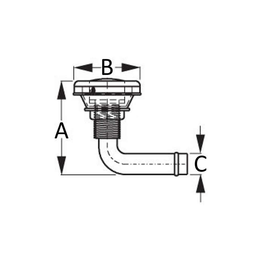 Sea-Dog Flush Mount Gas Tank Vent, 90°