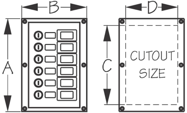 Sea-Dog, Splash Guard Vertical 6 Gang Rocker Switch Panel