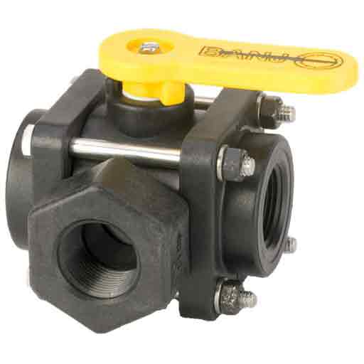 Banjo Full Port Polypropylene 3-Way Side Load Valve, 1"