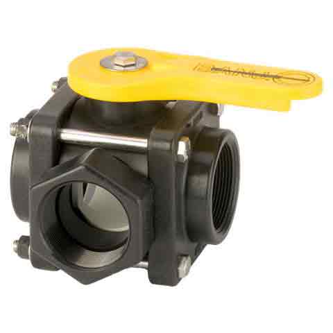 Banjo Full Port Polypropylene 3-Way Ball Valve, 2"
