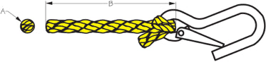 Sea-Dog, Anchor Line w/ Snap, Hollow Braid Poly Pro, 1/4", 50'