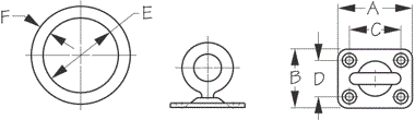 Sea Dog, Swivel Eye Plate w/ Ring, Tie Down, Stamped 304 Stainless