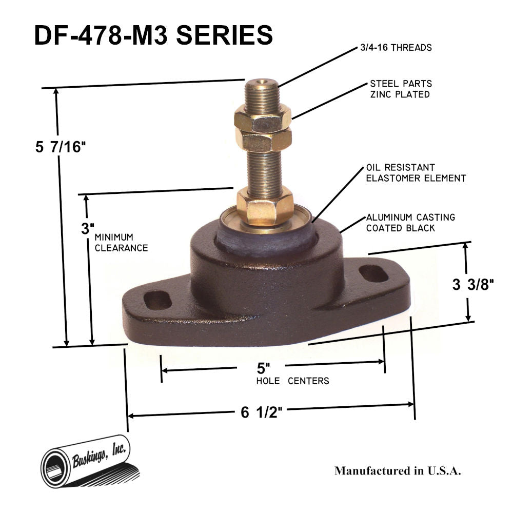 Engine Mount, Dual-Flex Series DF-478-M3, Bushings, Inc.