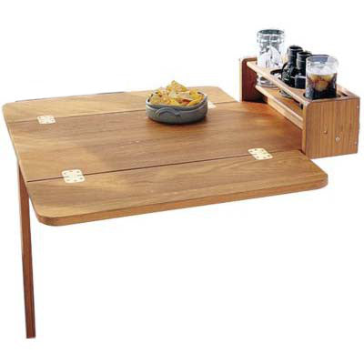 Teak Folding Leaves Cockpit Table & Drink Holder with Clamps