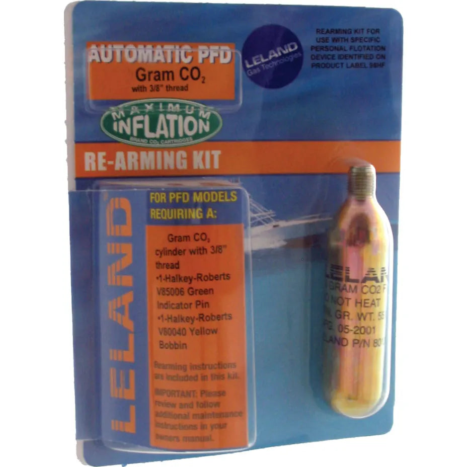Leland Automatic PFD Rearm Kit V85000-86121Z, 38g, 3/8" Thread, Halkey-Roberts V85006 Green Indicator, V80040 Yellow Bobbin