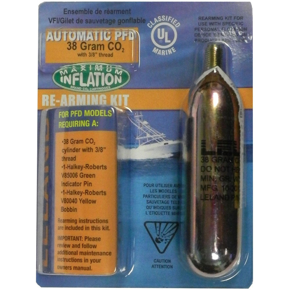 Leland Automatic PFD Rearm Kit V85000-86121Z, 38g, 3/8" Thread, Halkey-Roberts V85006 Green Indicator, V80040 Yellow Bobbin