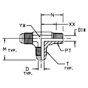 Male Run Tee, 1/2 x 3/4-16