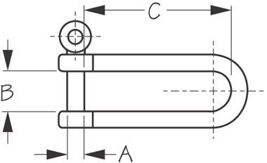 Stainless Steel Long D Shackle 3/16"