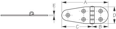 Stainless Steel Round Side Hinge 4-1/16" x 1-1/2"