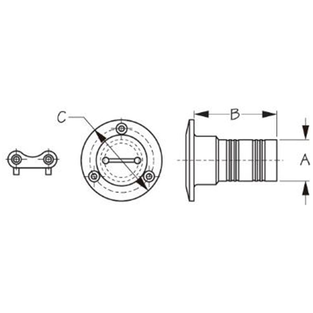 Stainless Steel Hose Deck Fill, Gas 1-1/2 w/ Key