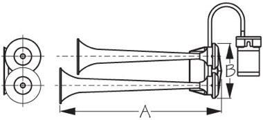Trumpet Air Horn Long Twin w/ Compressor