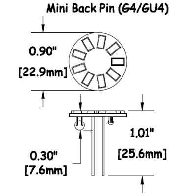 LED Replacement Bulb, G4 / GU4 Mini Back Pin (Dual), 10-30VDC, Warm White